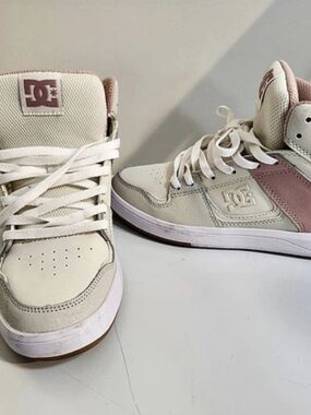 DC High Top Sneakers in Pink & White